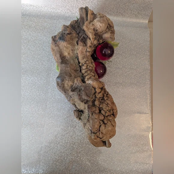 MCM Lucite Red/Orange Glass Grapes on Natural DriftWood - Picture 3 of 12